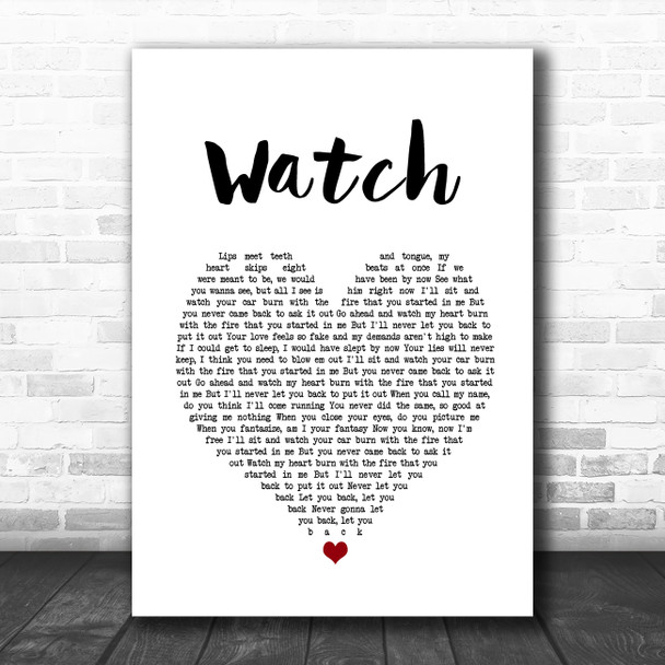 Billie Eilish Watch White Heart Song Lyric Print