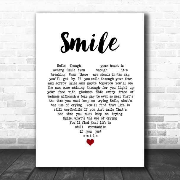 Westlife Smile White Heart Song Lyric Print