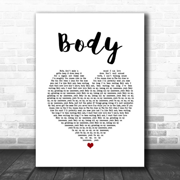 Loud Luxury feat. Brando Body White Heart Song Lyric Print