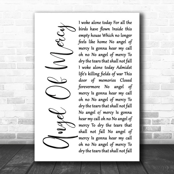 Black Label Society Angel Of Mercy White Script Song Lyric Print