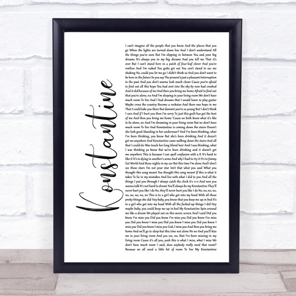 Something Corporate Konstantine White Script Song Lyric Print