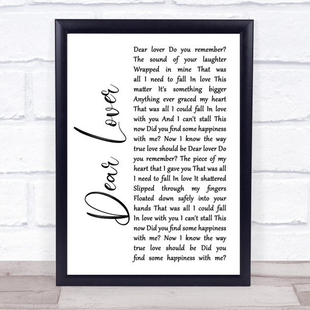 Foo Fighters Dear Lover White Script Song Lyric Print