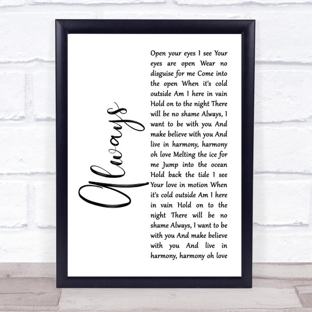 Erasure Always White Script Song Lyric Print