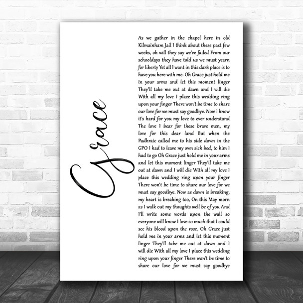 Charlie and the bhoys Grace White Script Song Lyric Print