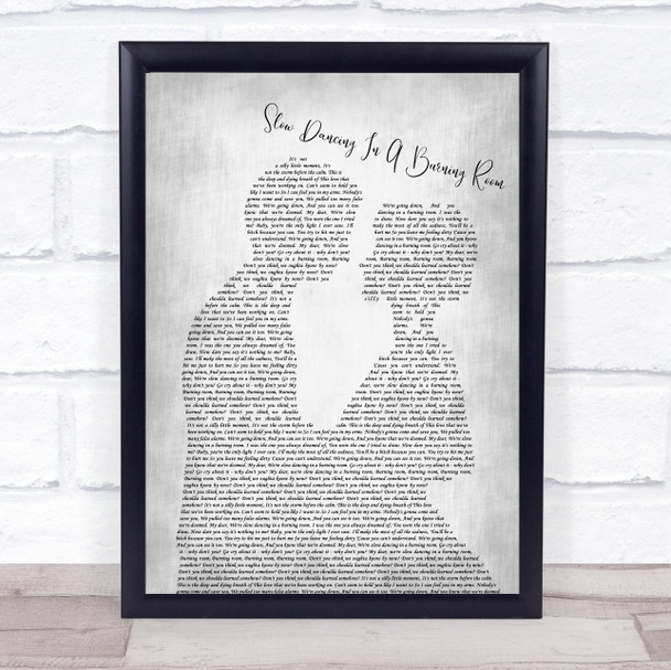 John Mayer Slow Dancing In A Burning Room Man Lady Bride Groom Wedding Grey Song Lyric Quote Music Print