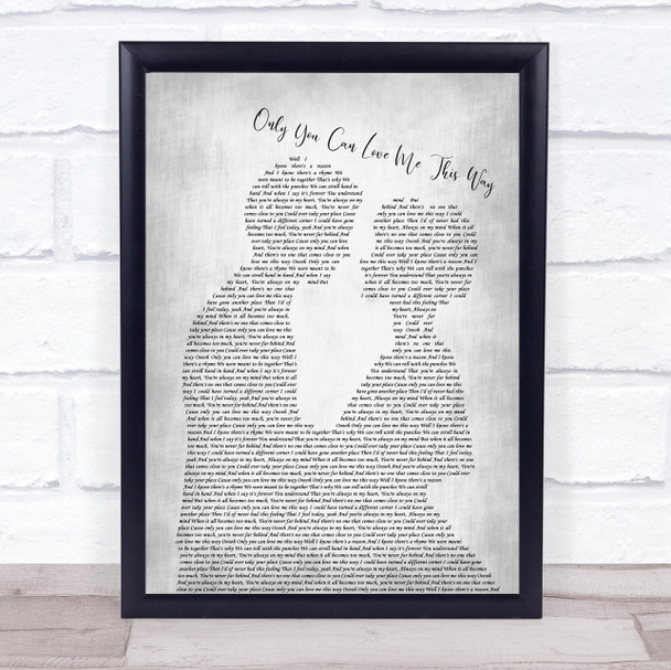 Keith Urban Only You Can Love Me This Way Man Lady Bride Groom Wedding Grey Song Lyric Quote Music Print