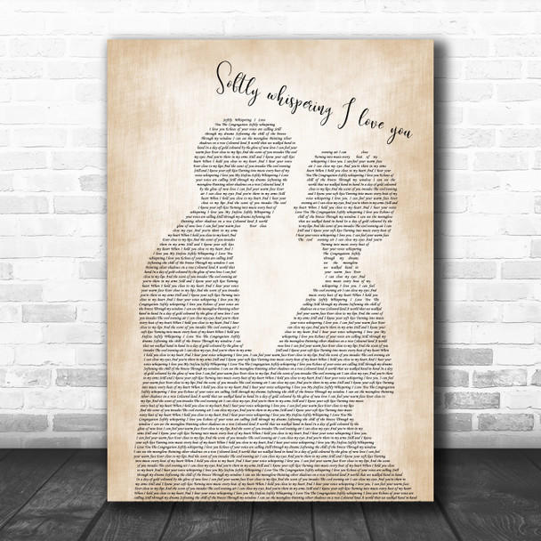 The Congregation Softly whispering I love you Man Lady Bride Groom Wedding Song Lyric Quote Music Print