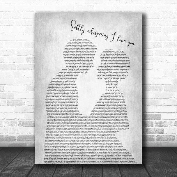 The Congregation Softly whispering I love you Man Lady Bride Groom Wedding Grey Song Lyric Quote Music Print