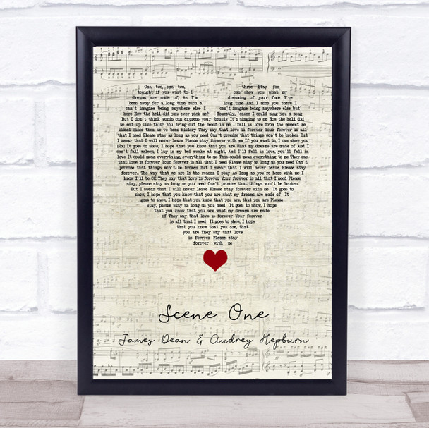 Sleeping With Sirens Scene One James Dean & Audrey Hepburn Script Heart Song Lyric Quote Music Print