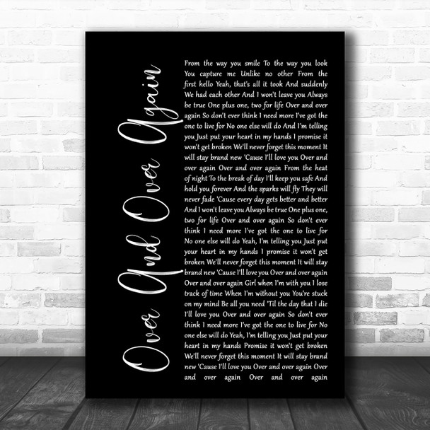 Nathan Sykes Over And Over Again Black Script Song Lyric Music Wall Art Print