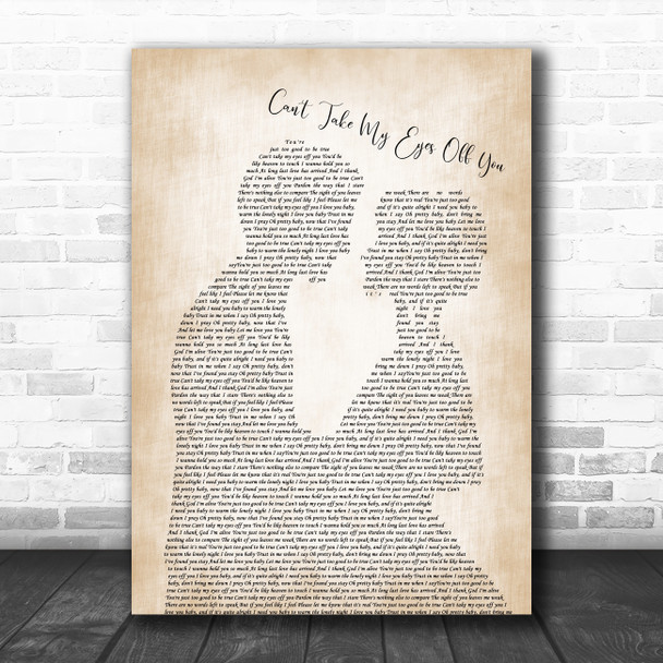 Andy Williams Can't Take My Eyes Off You Man Lady Bride Groom Wedding Song Lyric Quote Music Print