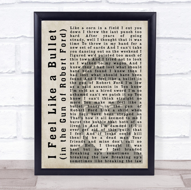 Elton John I Feel Like a Bullet (in the Gun of Robert Ford) Shadow Song Lyric Quote Music Print