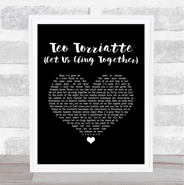 Queen Teo Torriatte (Let Us Cling Together) Black Heart Song Lyric Quote Music Print