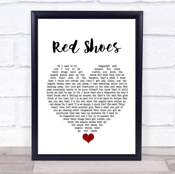 Elvis Costello (The Angels Wanna Wear My) Red Shoes White Heart Song Lyric Quote Music Print