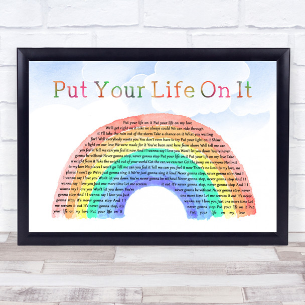 Kasabian Put Your Life on It Watercolour Rainbow & Clouds Song Lyric Quote Music Print