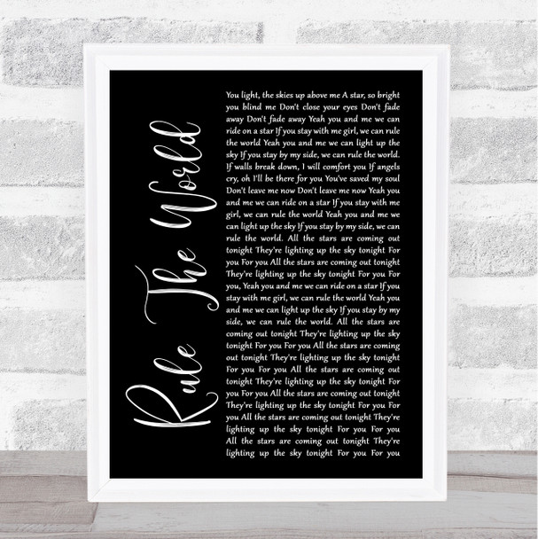 Take That Rule The World Black Script Song Lyric Music Wall Art Print