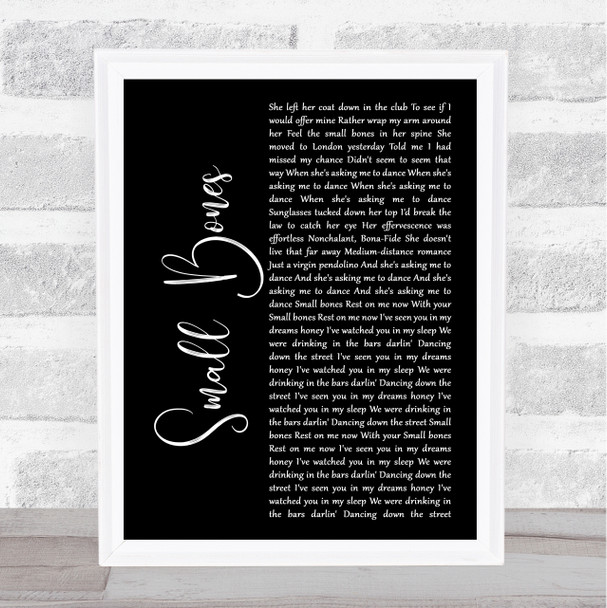 The Courteeners Small Bones Black Script Song Lyric Music Wall Art Print