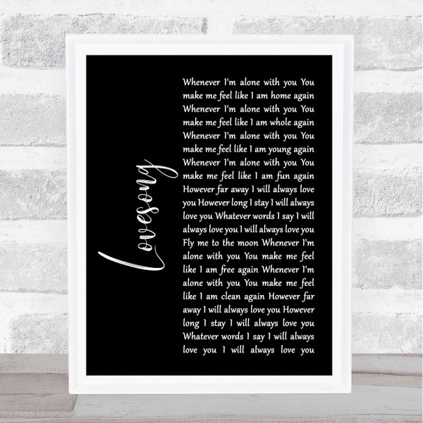 The Cure Lovesong Black Script Song Lyric Music Wall Art Print