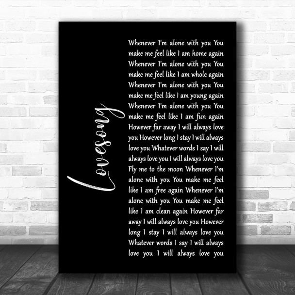 The Cure Lovesong Black Script Song Lyric Music Wall Art Print