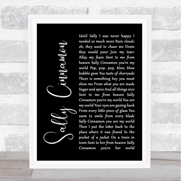 The Stone Roses Sally Cinnamon Black Script Song Lyric Music Wall Art Print