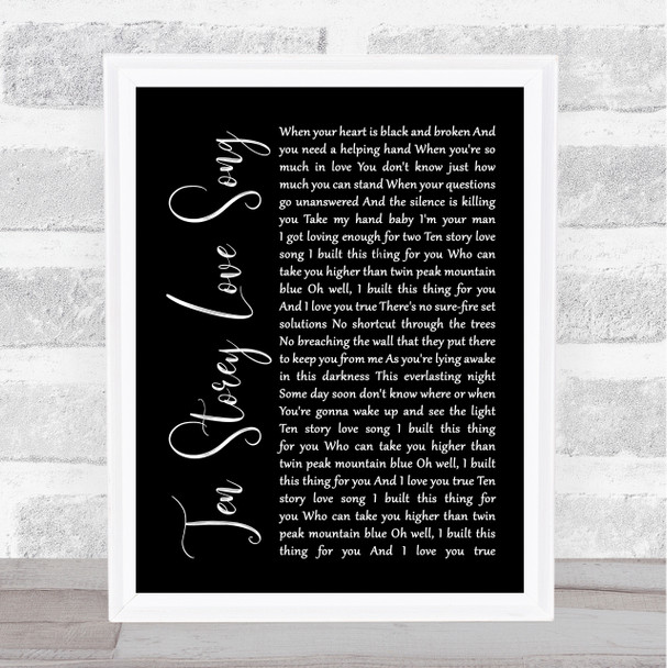 The Stone Roses Ten Storey Love Song Black Script Song Lyric Music Wall Art Print