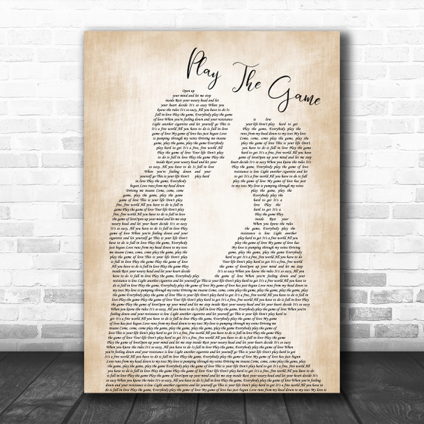 Queen Play The Game Man Lady Bride Groom Wedding Song Lyric Quote Music Print