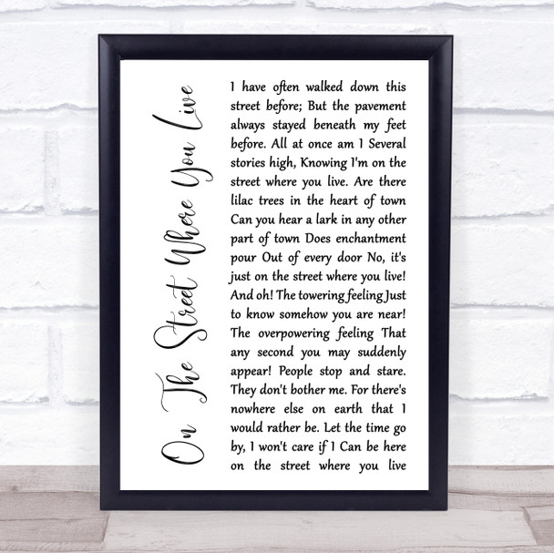 Nat King Cole On The Street Where You Live White Script Song Lyric Quote Music Print