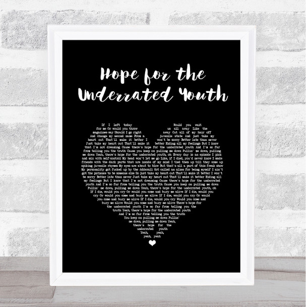 Yungblud Hope for the Underrated Youth Black Heart Song Lyric Quote Music Print