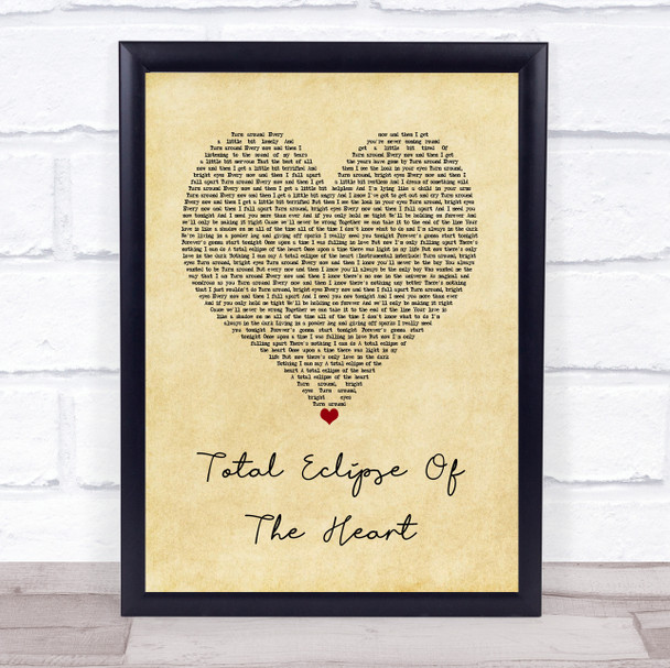 Bonnie Tyler Total Eclipse Of The Heart Vintage Heart Song Lyric Quote Music Print