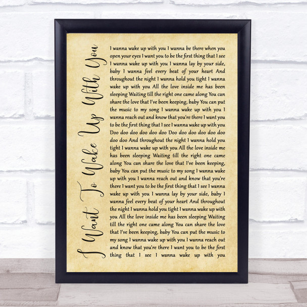 Ben Peters I Want To Wake Up With You Rustic Script Song Lyric Quote Music Print