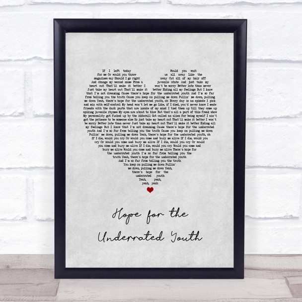 Yungblud Hope for the Underrated Youth Grey Heart Song Lyric Quote Music Print