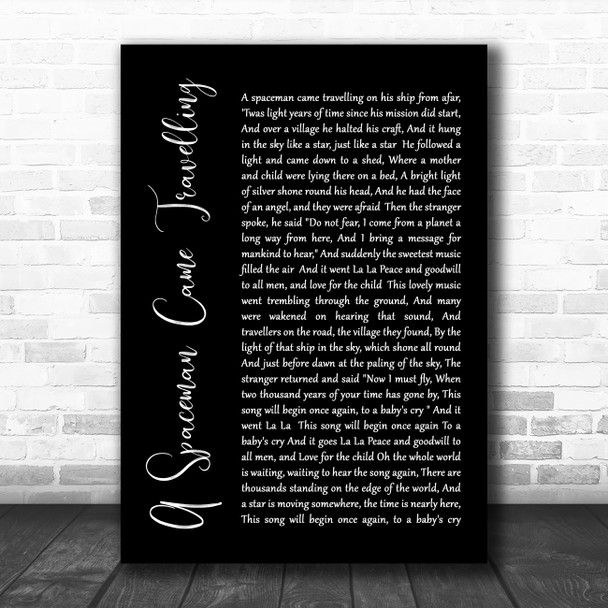 Chris De Burgh A Spaceman Came Travelling Black Script Song Lyric Quote Music Print