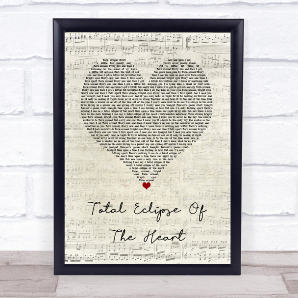 Bonnie Tyler Total Eclipse Of The Heart Script Heart Song Lyric Quote Music Print