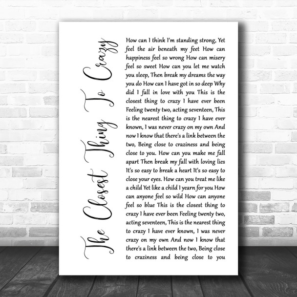 Katie Melua The Closest Thing To Crazy White Script Song Lyric Quote Music Print