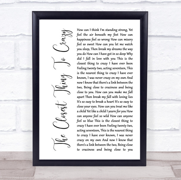 Katie Melua The Closest Thing To Crazy White Script Song Lyric Quote Music Print