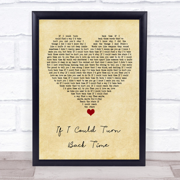 Cher If I Could Turn Back Time Vintage Heart Song Lyric Quote Music Print