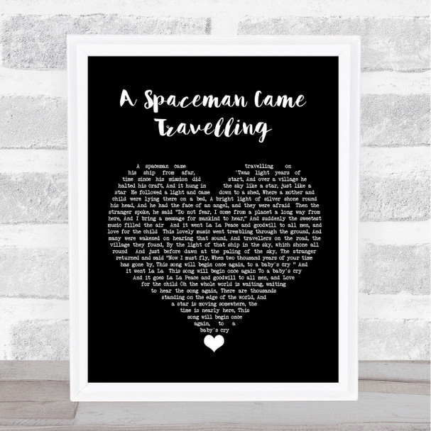 Chris De Burgh A Spaceman Came Travelling Black Heart Song Lyric Quote Music Print