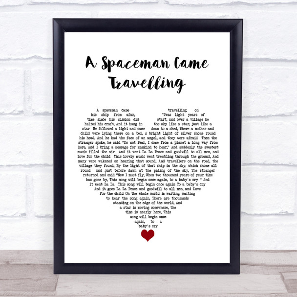 Chris De Burgh A Spaceman Came Travelling White Heart Song Lyric Quote Music Print