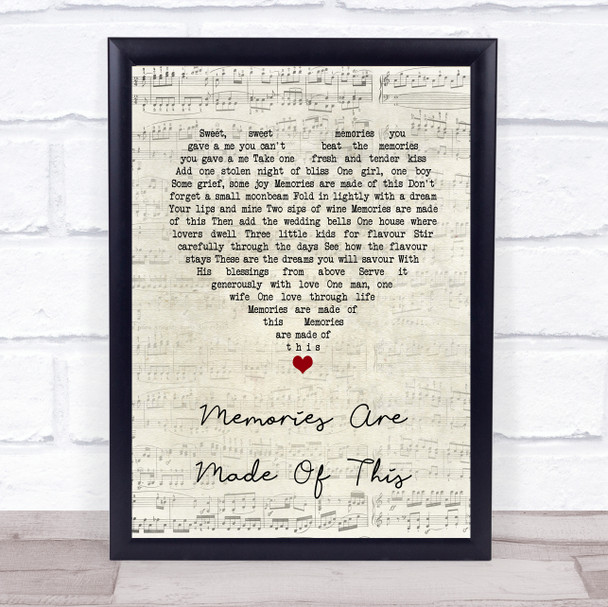 Dean Martin Memories Are Made Of This Script Heart Song Lyric Quote Music Print