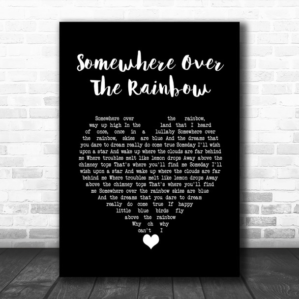 Eva Cassidy Somewhere over the rainbow Black Heart Song Lyric Quote Music Print