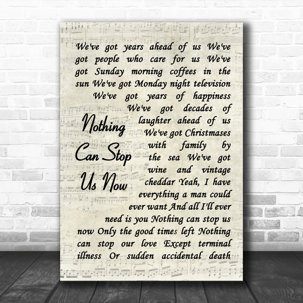 Tim Minchin Nothing Can Stop Us Now Vintage Script Song Lyric Quote Music Print