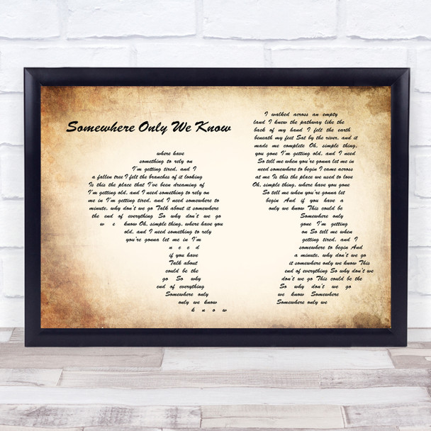 Keane Somewhere Only We Know Man Lady Couple Song Lyric Quote Music Print
