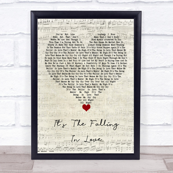 Michael Jackson It's The Falling In Love Script Heart Song Lyric Quote Music Print