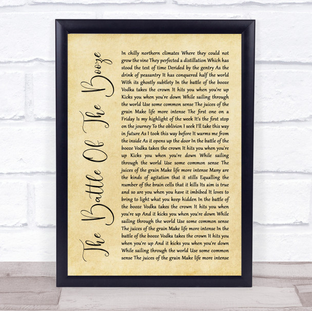 The Proclaimers The Battle Of The Booze Rustic Script Song Lyric Quote Music Print