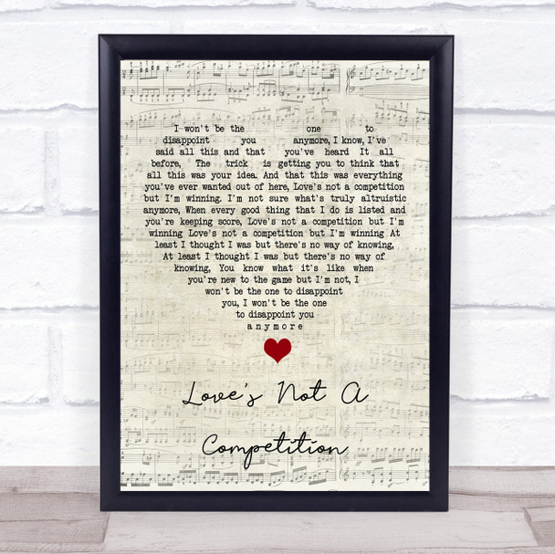 Kaiser Chiefs Love's Not A Competition Script Heart Song Lyric Quote Music Print