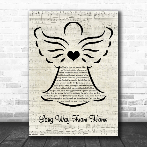 The Lumineers Long Way From Home Music Script Angel Song Lyric Quote Music Print