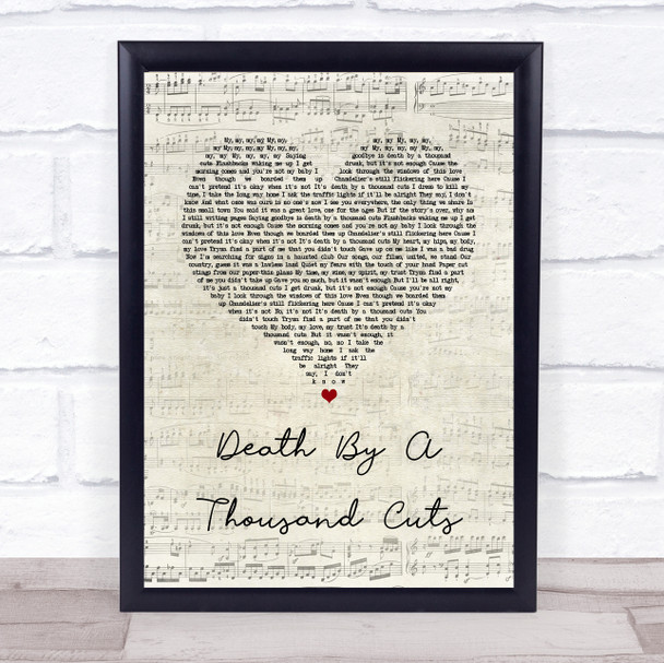 Taylor Swift Death By A Thousand Cuts Script Heart Song Lyric Quote Music Print