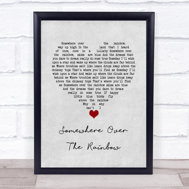 Eva Cassidy Somewhere over the rainbow Grey Heart Song Lyric Quote Music Print
