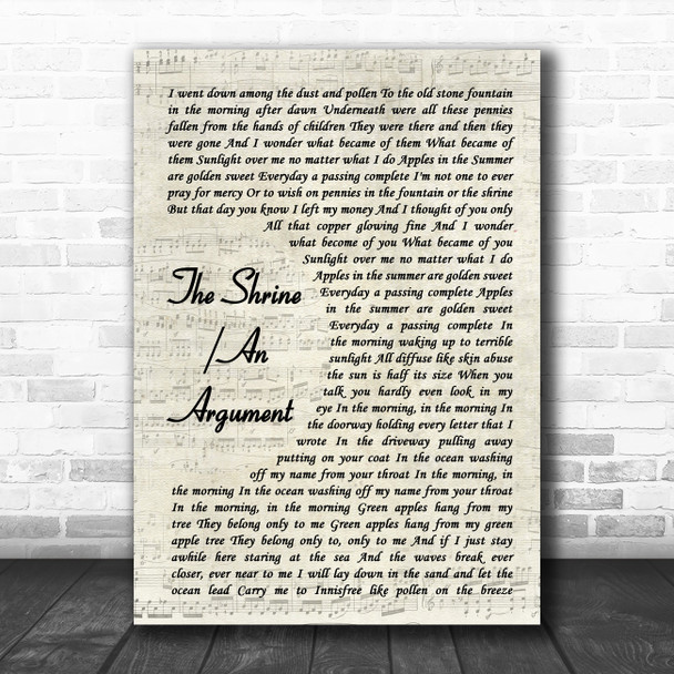 Fleet Foxes The Shrine An Argument Vintage Script Song Lyric Quote Music Print