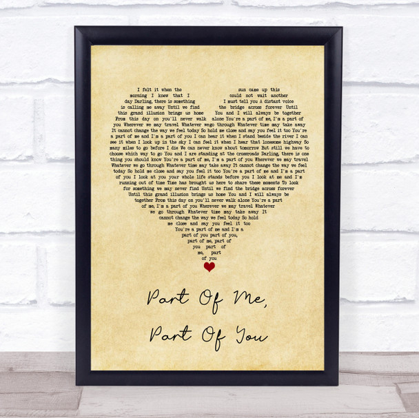 Glenn Frey Part Of Me, Part Of You Vintage Heart Song Lyric Quote Music Print